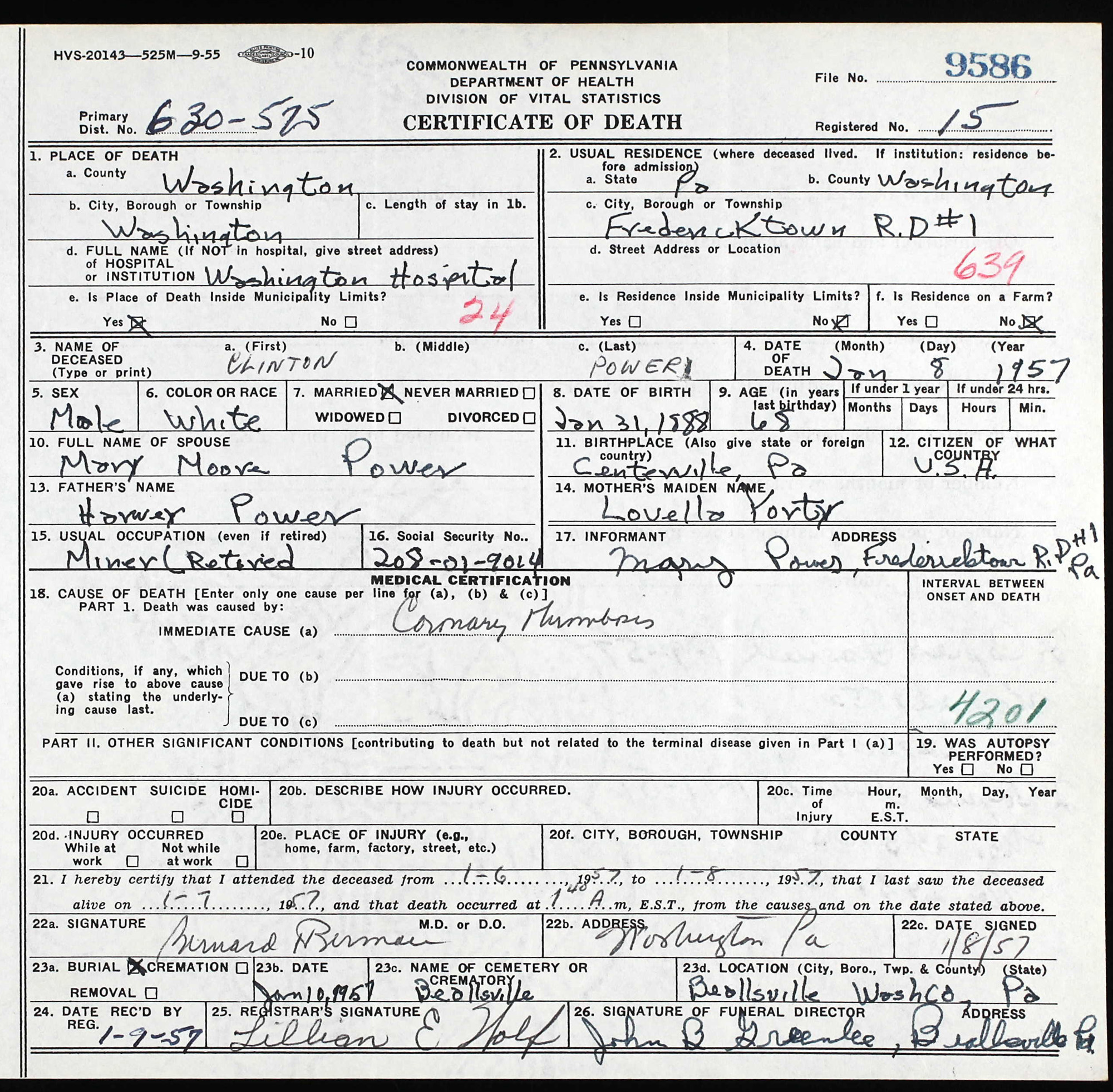 death certificate